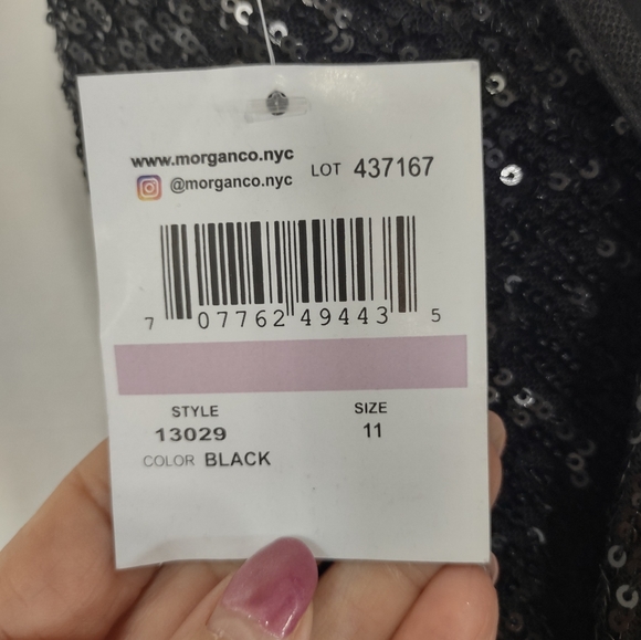 MORGAN & CO NWT Black Sequin Sleeveless Formal Dress Size 11 - Picture 6 of 9